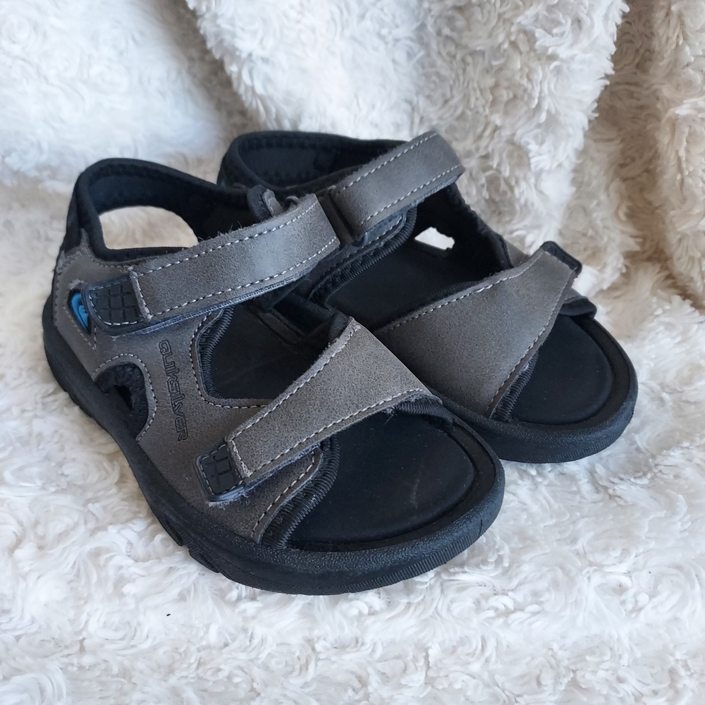 Quiksilver Brown Double Hook & Loop Toddler Sandals Sz 8 Beach Summer Outdoor